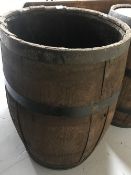 A coopered oak barrel