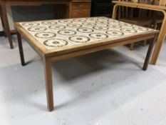 A late 20th century rose wood tiled topped coffee table