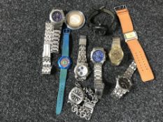 A box of assorted wrist watches - Seiko, Diesel,