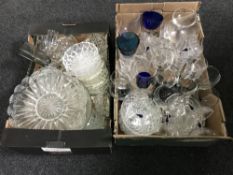 Two boxes of assorted glass ware