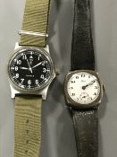 A Forces Gentleman's wrist watch numbered with arrow together with a vintage silver Reid and Son