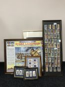 Four frames containing Player's military cigarette cards,