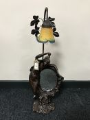 An Art Deco style figured table lamp with mirror in a bronzed finish