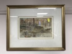 Thomas Swift Hutton, Fishing Boats at Whitby, watercolour, 22cm by 13.