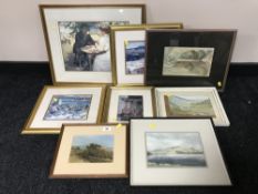 A collection of eight framed pictures - watercolours signed Allison,