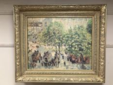 After Pissarro, Continental street scene, oil on canvas, 80cm by 64cm,