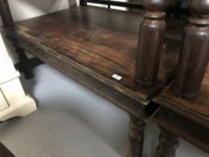 A rectangular Mexican pine coffee table