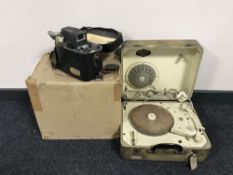 A mid twentieth century Philips disc jockey major table topped record player together with a Bell