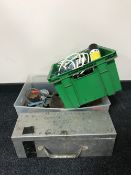 Four boxes of tools, hard ware,