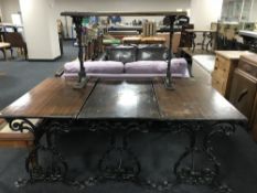 Four rectangular iron based pub tables