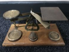 A set of postal scales with weights