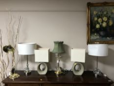 Two pair of contemporary table lamps together with two further table lamps,