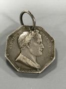 A scarce silver hexagonal Napoleonic medallion Courtiers Du Commerce Bourse De Paris,