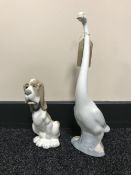 Two Nao figures - swan and hound