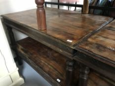 A rectangular Mexican pine coffee table