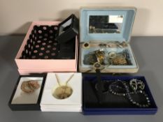 Two boxes containing a collection of costume jewellery