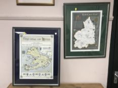 A framed map of the Isle of Mull after Tom Fleming,