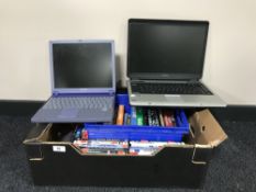 A box of Samsung 3D dvd, Toshiba Laptop, Sony Vaio laptop, computer games,