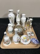 A tray containing eight pieces of Aynsley Cottage Garden china, together with a Wedgwood vase,
