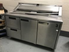 A Williams refridgerated stainless steel storage three door serving counter