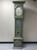 A 19th century painted long case clock with painted dial by Lauengaard & Son