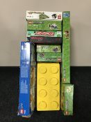 A box of boxed and un-boxed Lego sets - Lego City and Minecraft, Lego Minotaur's board game,