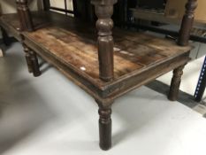 A rectangular Mexican pine coffee table