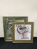 A framed print - abstract study of Picasso,