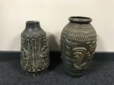 A West German pottery vase together with a Danish pottery vase