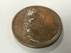 A seventeenth century bronze medallion (Death of Charles I) by Rottier.