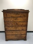 A late 19th century walnut six drawer chest