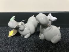 Two Nao hippopotamus figures