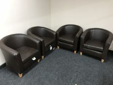 Four faux leather tub chairs