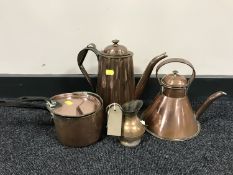 Four pieces of antique copper ware