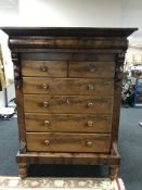A Victorian mahogany six drawer lobby chest