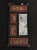 A hand painted Chinese porcelain panel in wooden frame CONDITION REPORT: Surface