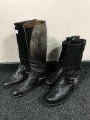 A pair of Harley Davidson leather boots together with a pair of military style leather boots