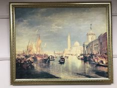 An Artagraph reproduction : Venetian canal scene, framed.