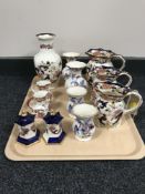 A tray of twelve pieces of Masons Red Mandalay and Cathay pattern china