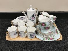 A tray of Colclough tea service and a Windsor coffee set