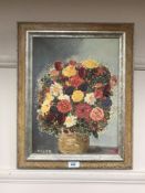 An Artagraph reproduction : Still life with flowers in a vase, framed.