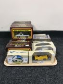 A tray of ten boxed Corgi Cars of the 50's and six other boxed Corgi vehicles