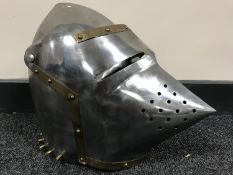 A reproduction medieval style helmet