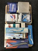 Two trays of boxed model air liners and a recognition hand book