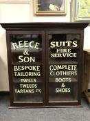 A Victorian and later mahogany cabinet 'Reece & Son Bespoke tailoring'