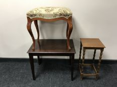 A tapestry upholstered dressing table stool,
