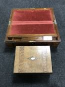 Two Victorian burr walnut writing slopes