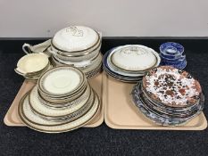 Two trays of Burleigh Ware dinner ware, antique pottery plates,