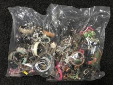 Two bags of costume jewellery