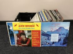 A box of assorted LP records including easy listening,